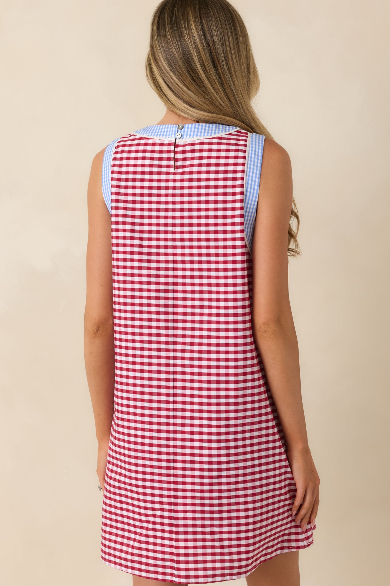 Cherry Cola Charm Deep Red Gingham Mini Dress