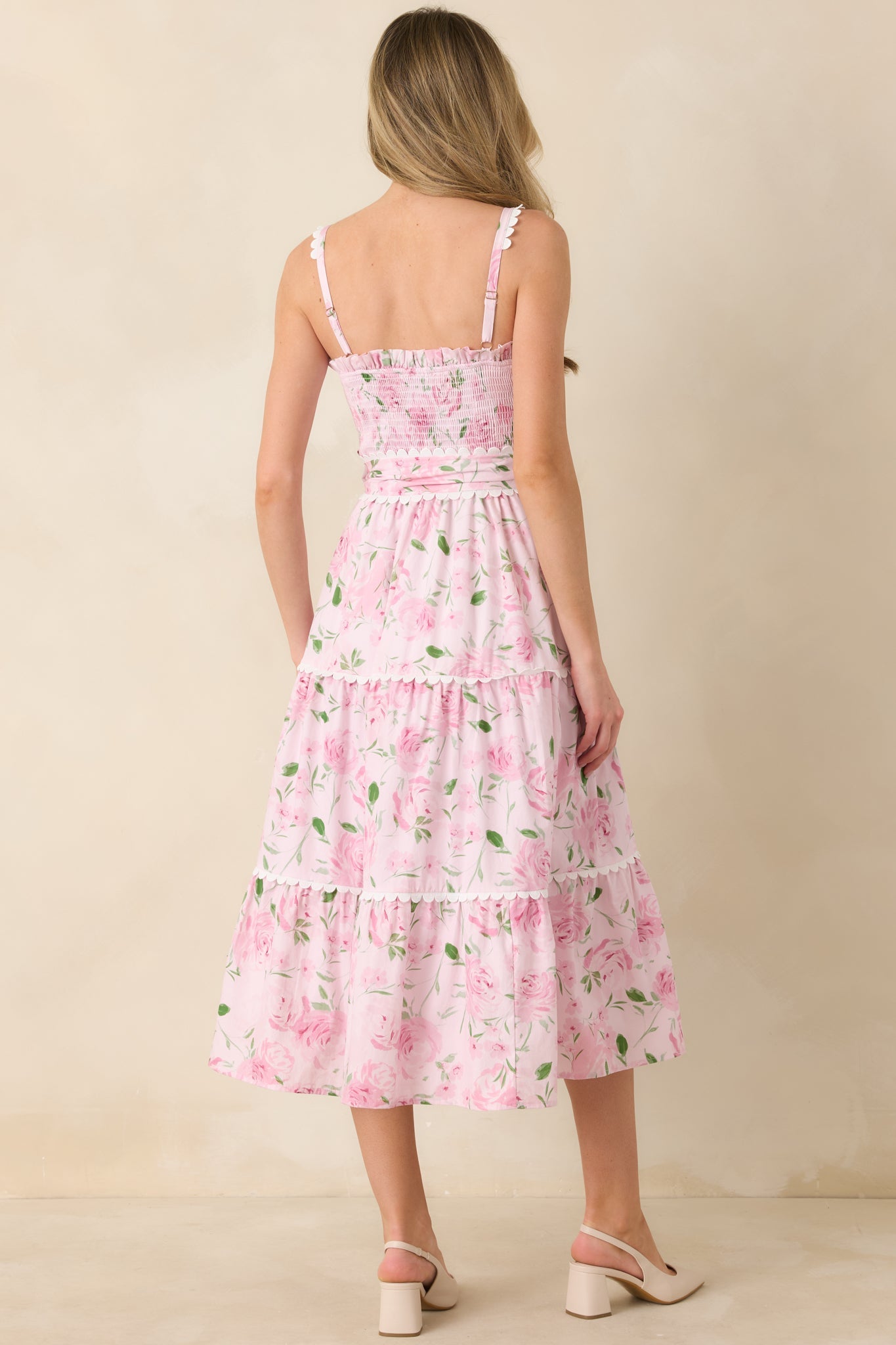 Prosperina Darcy Light Pink Floral Print Cotton Maxi Dress