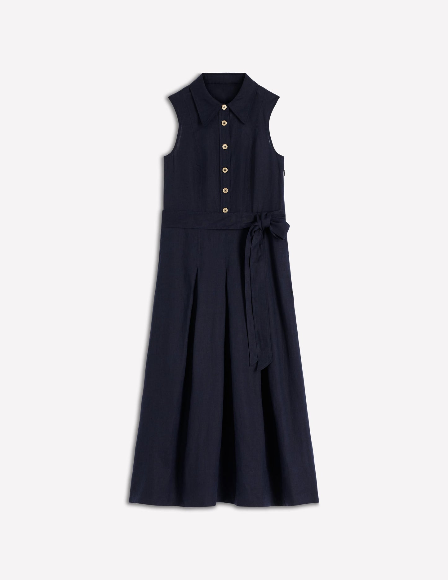 Belinda Linen Shirt Dress-Navy
