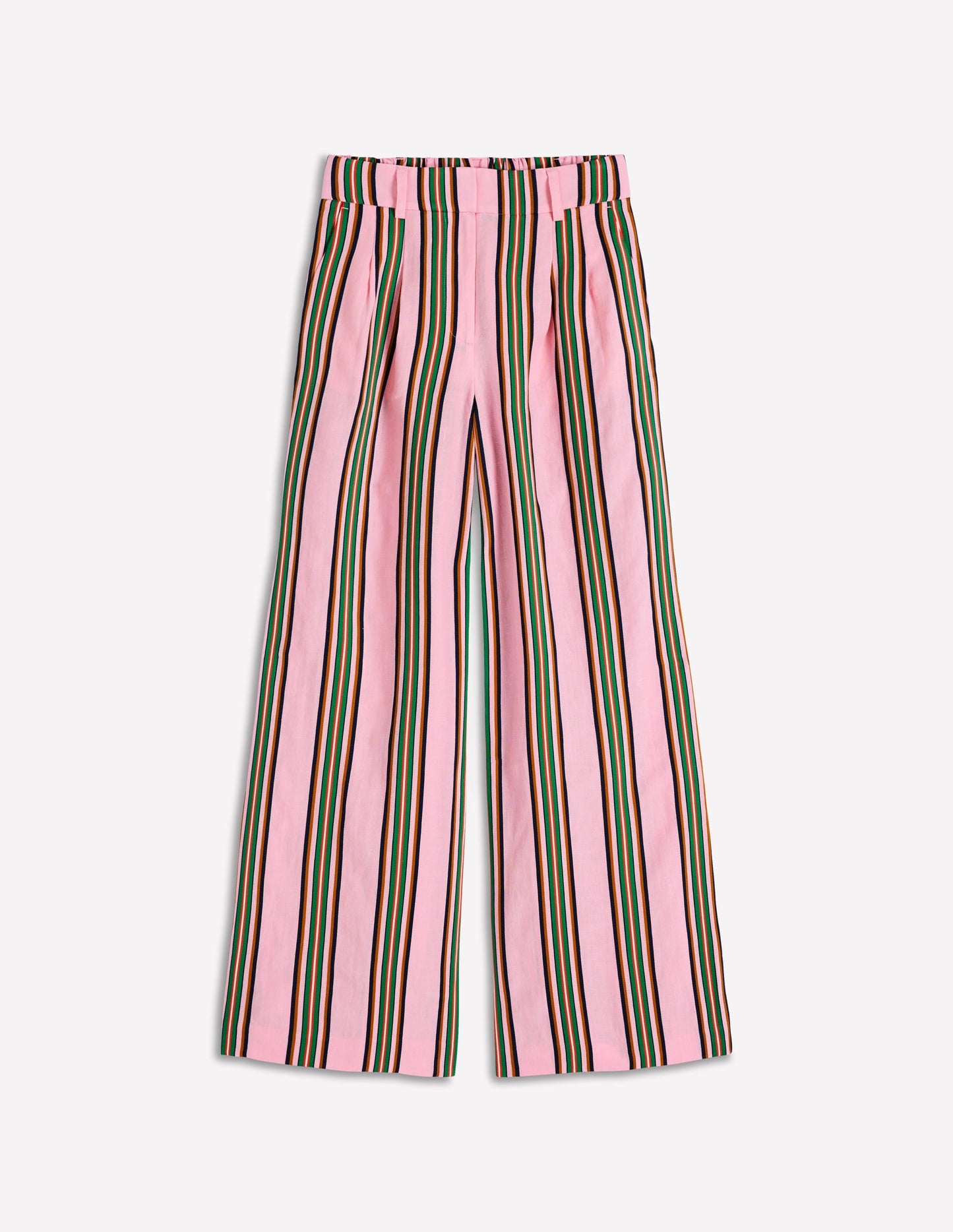 Kensington Linen Pants-Pink and Green Stripe