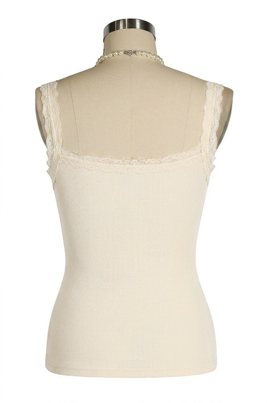 D'Amour Button Up Follies Singlet (Cream)