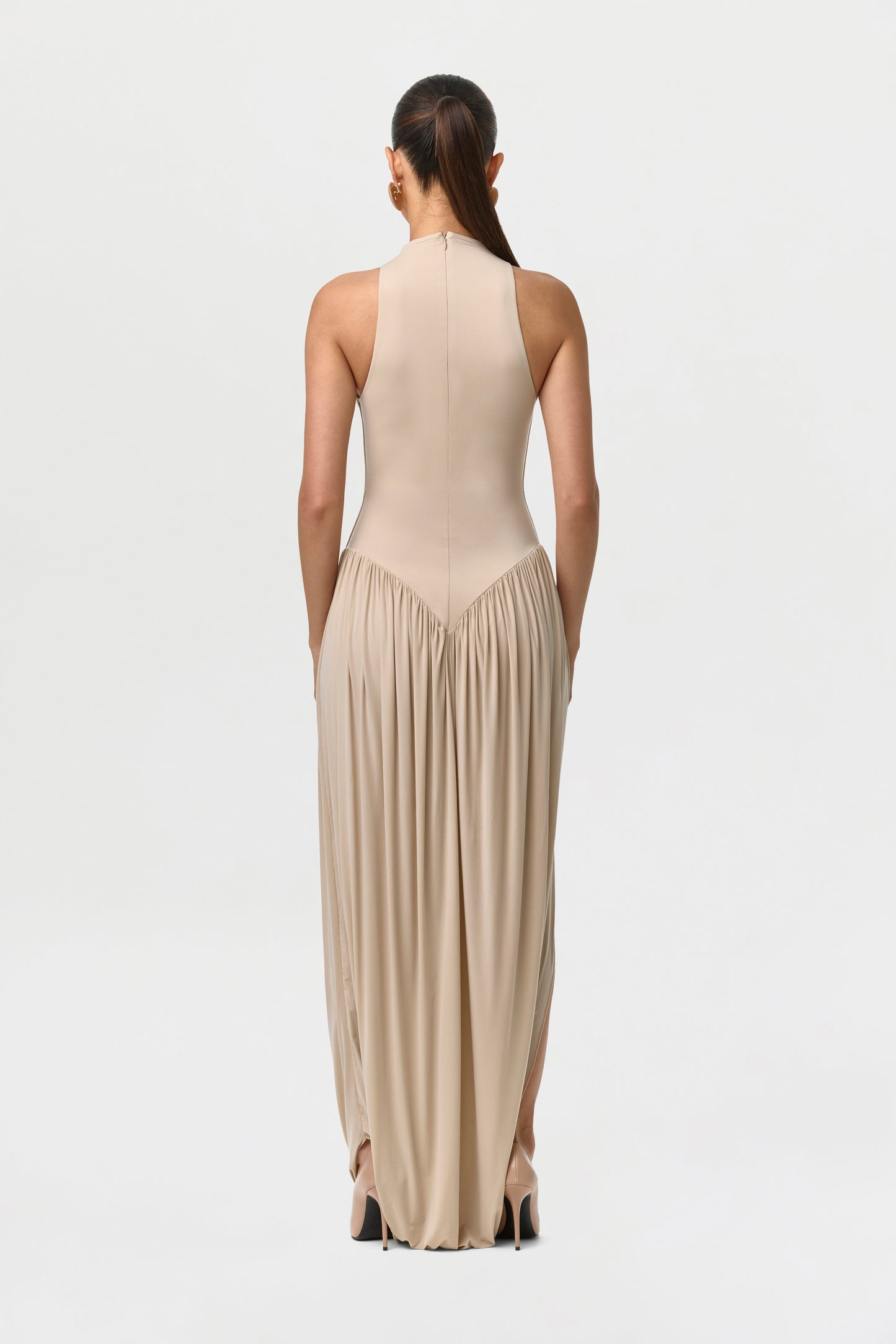 Naked Sleeveless Draped Midi Dress