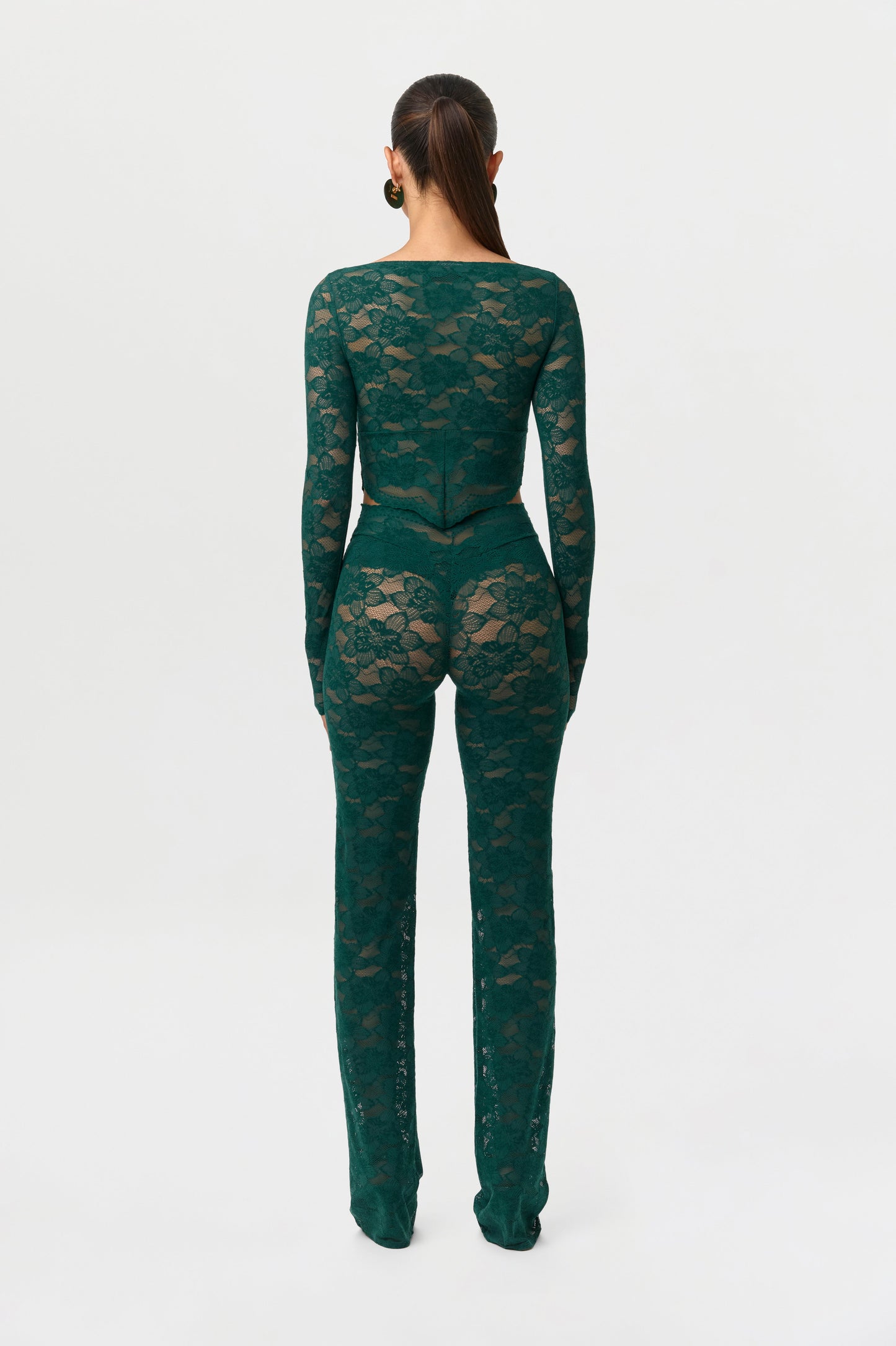 Stretch Lace Boatneck Crop Top