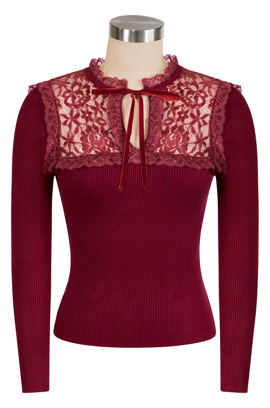 Anastasia Knit Top (Burgundy)