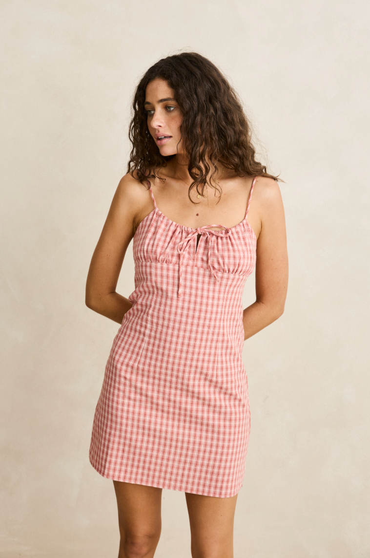 Rhythm Kirra Check Gathered Mini Dress