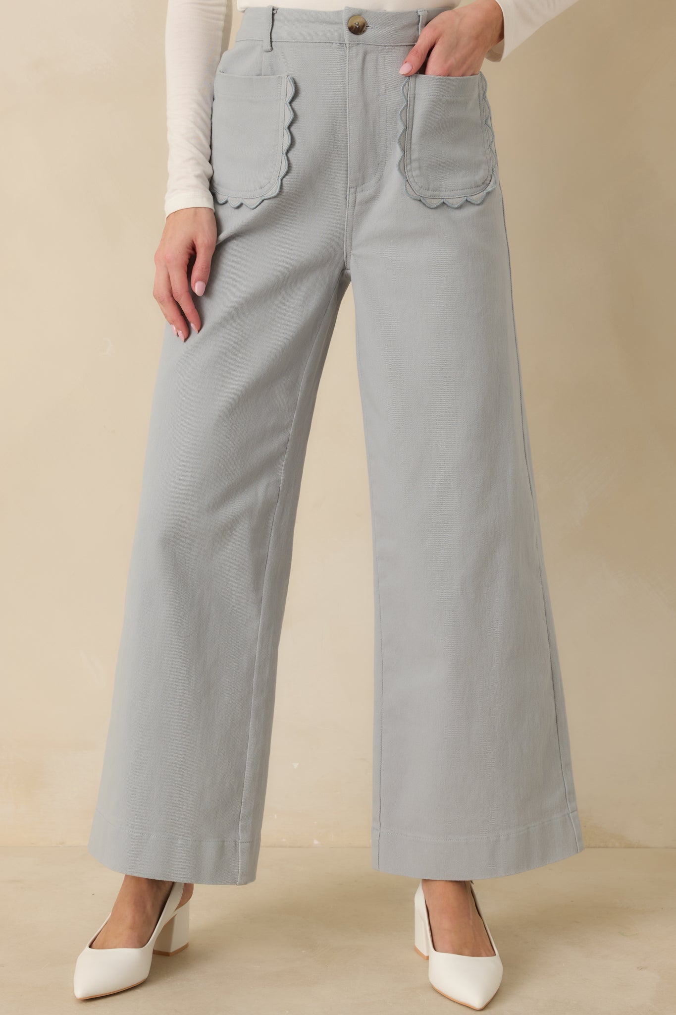 Memories Made Dusty Blue Cotton Wide Leg Pants