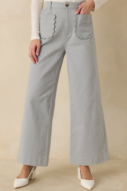 Memories Made Dusty Blue Cotton Wide Leg Pants