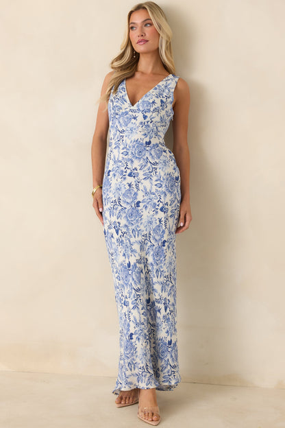 Catching Dreams Blue Floral Maxi Dress