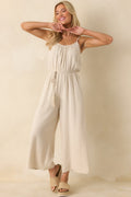 As Simple As That Natural Linen Blend Sleeveless Jumpsuit
