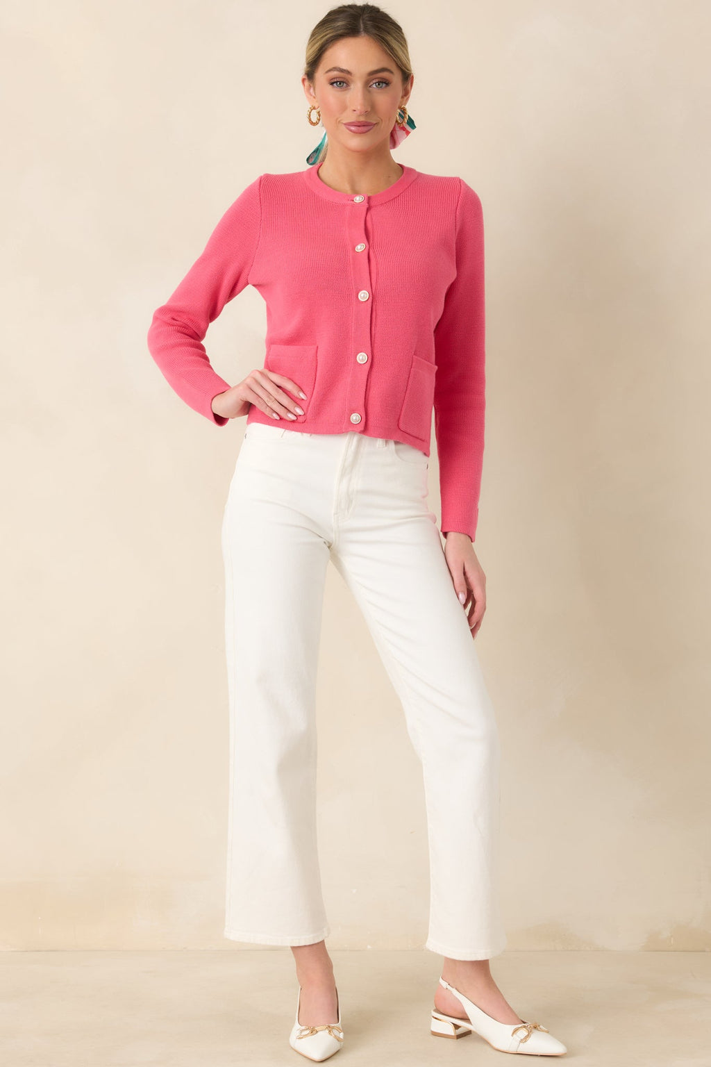 Prosperina Kennedy Azalea Pink Cotton Cardigan