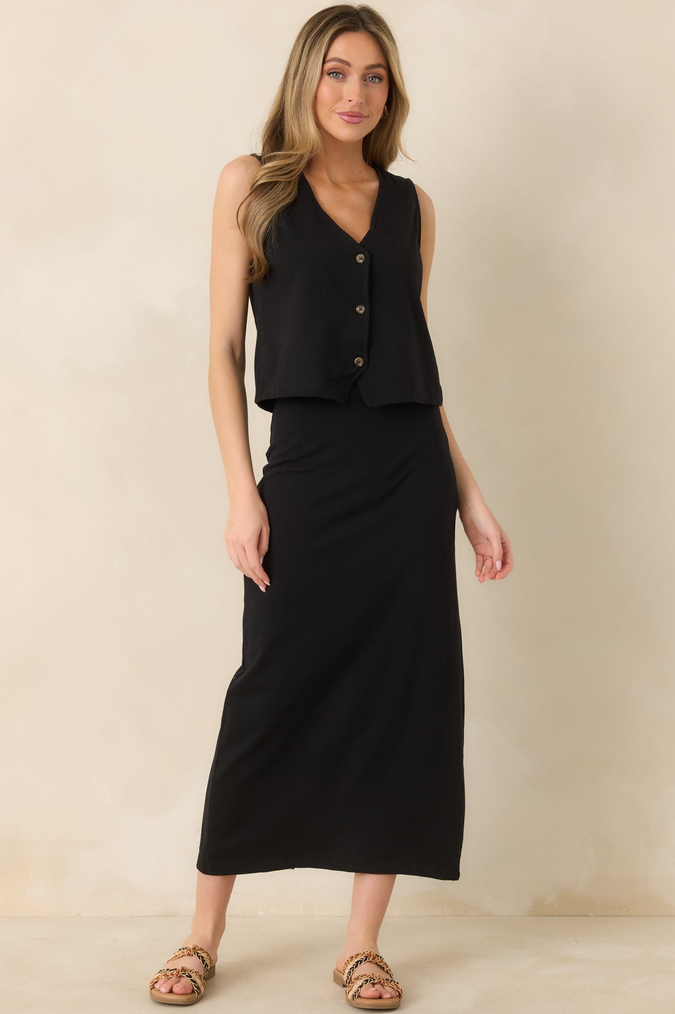 Z Supply True Black Noelle Cotton Jersey Sleeveless Top