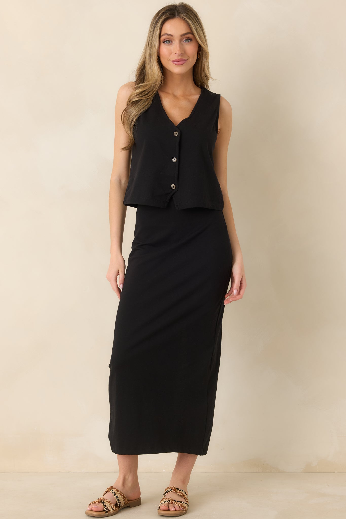 Z Supply True Black Noelle Cotton Jersey Sleeveless Top