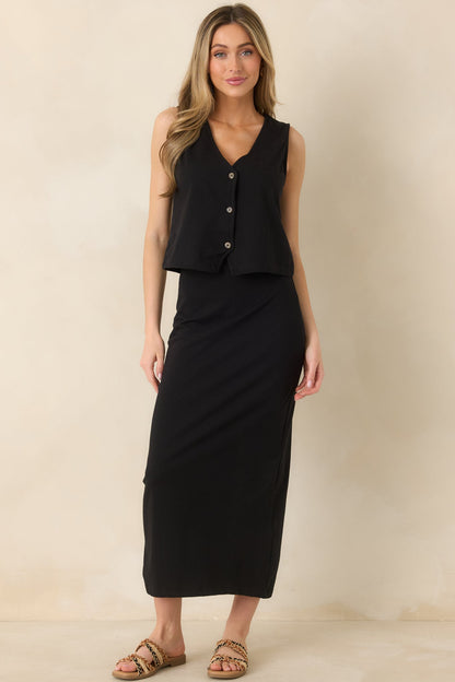 Z Supply True Black Noelle Cotton Jersey Sleeveless Top