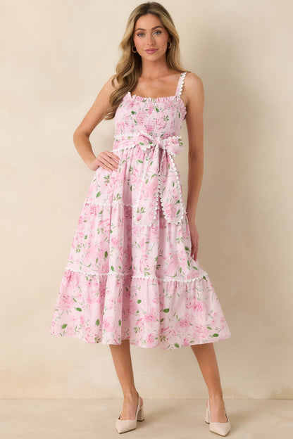 Prosperina Darcy Light Pink Floral Print Cotton Maxi Dress