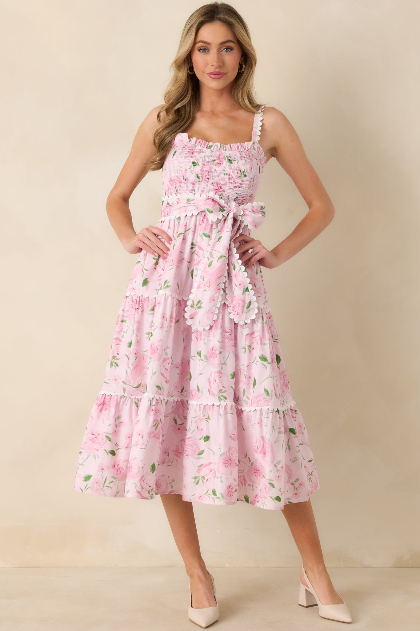 Prosperina Darcy Light Pink Floral Print Cotton Maxi Dress
