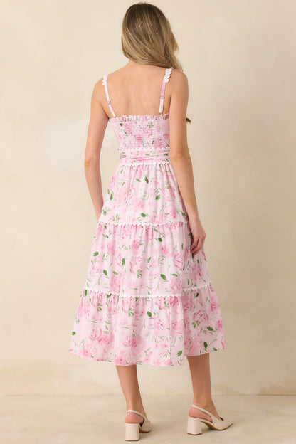 Prosperina Darcy Light Pink Floral Print Cotton Maxi Dress