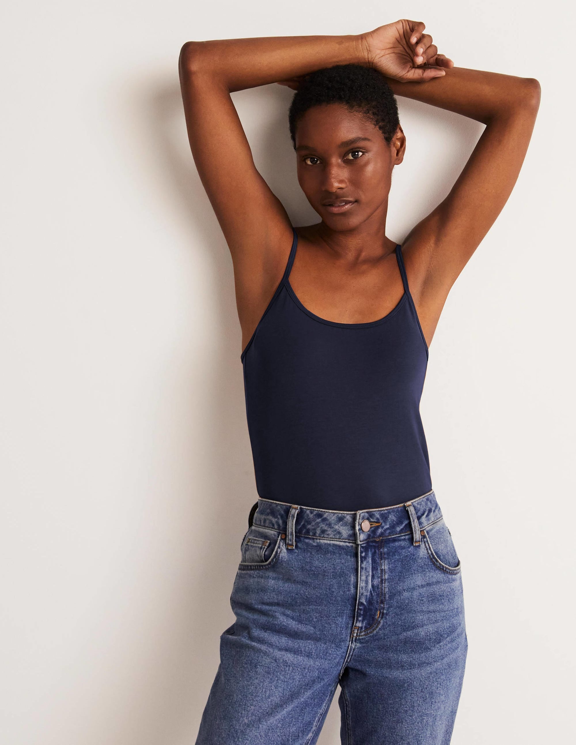 Plain Cami Top-Navy