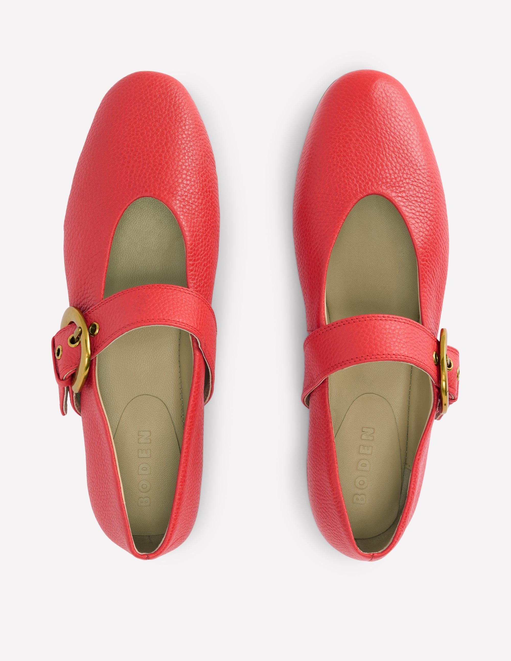Kylie Flat Buckle Mary Janes-Post Box Red