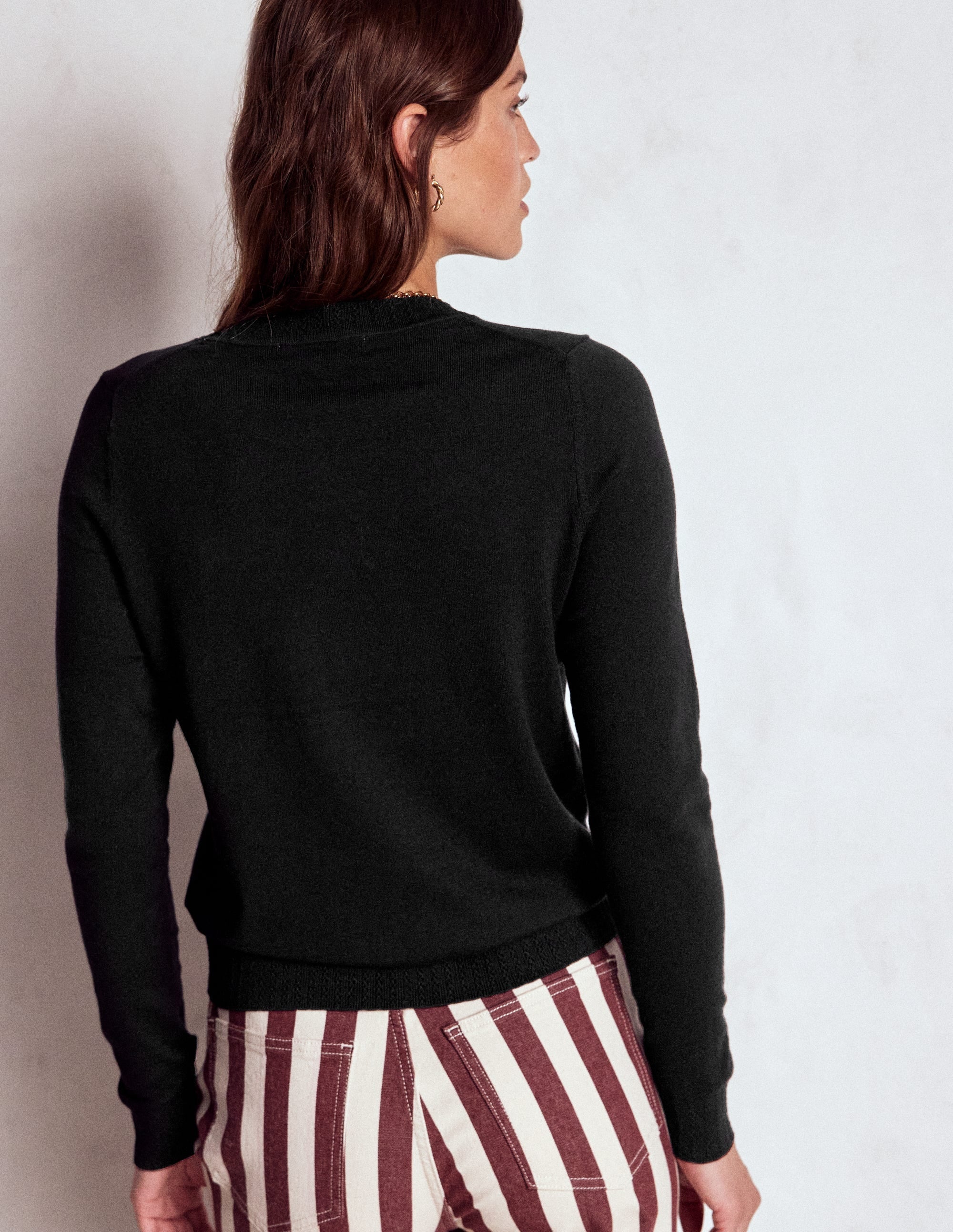 Emilia Cotton Crew Sweater-Black