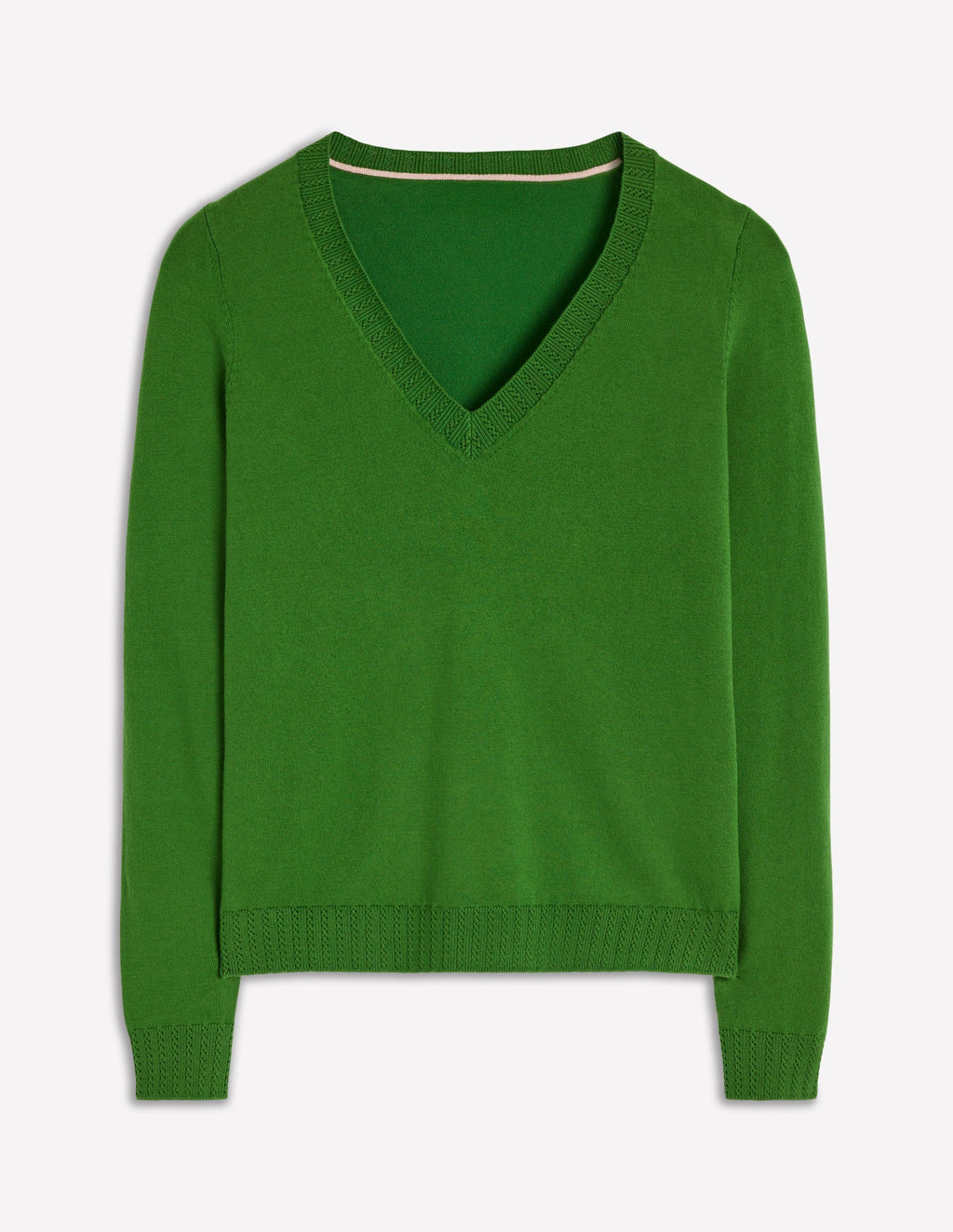 Emilia Cotton V Neck Sweater-Promenade Green
