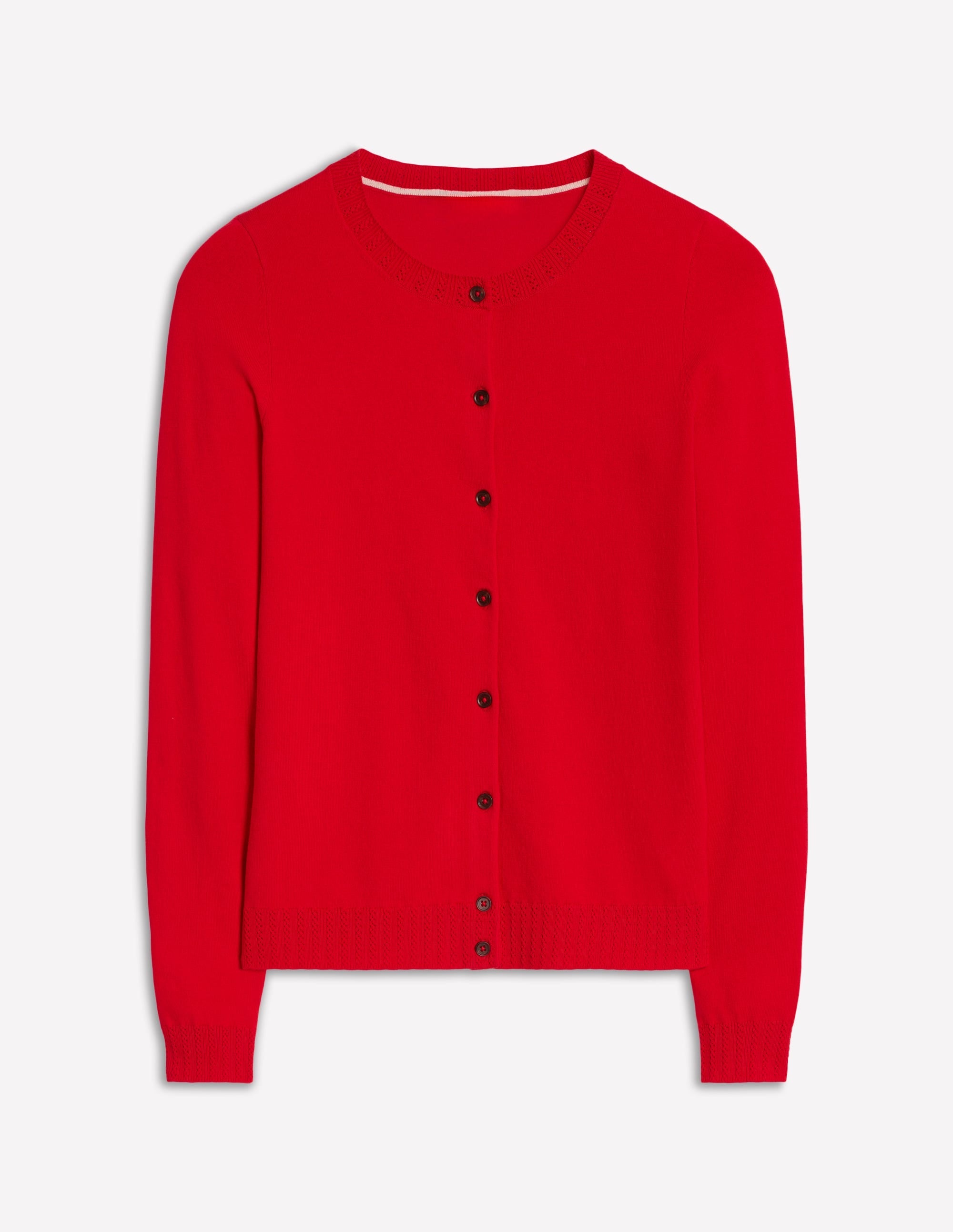 Emilia Cotton Crew Cardigan-Poppy Red