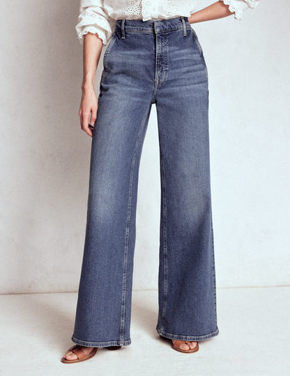High Rise Clean Wide Jeans-Mid Vintage