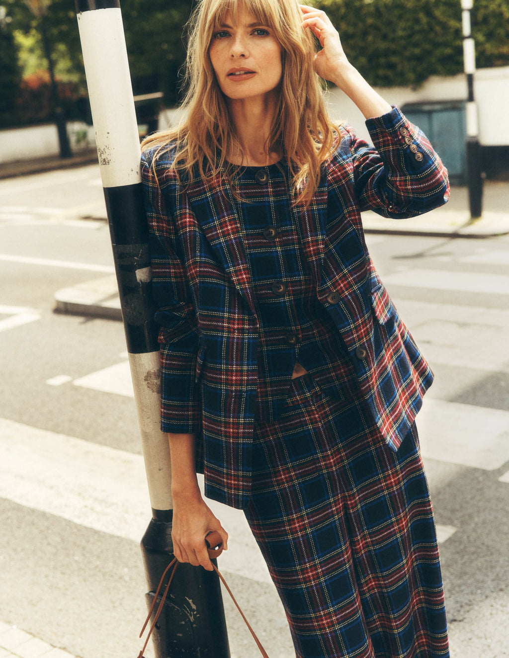 Tailored Check Waistcoat-Navy, Green and Red Check