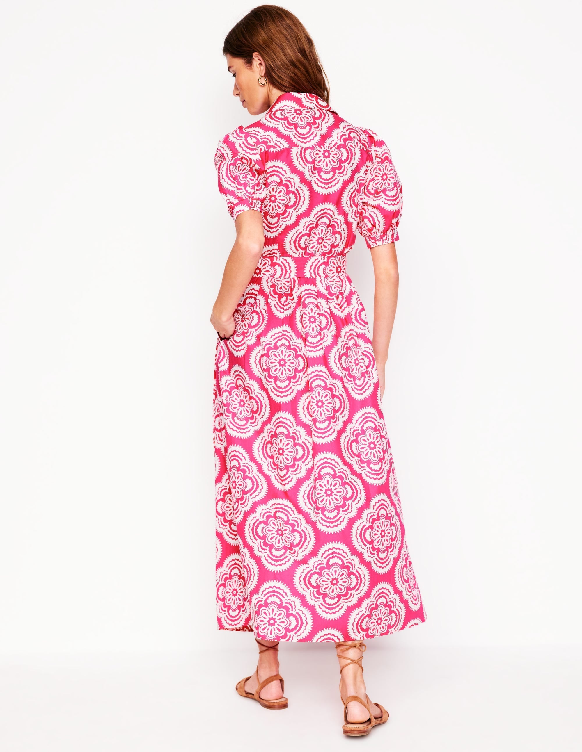 Alexa Maxi Shirt Dress-Pink Peony, Botanic Blush