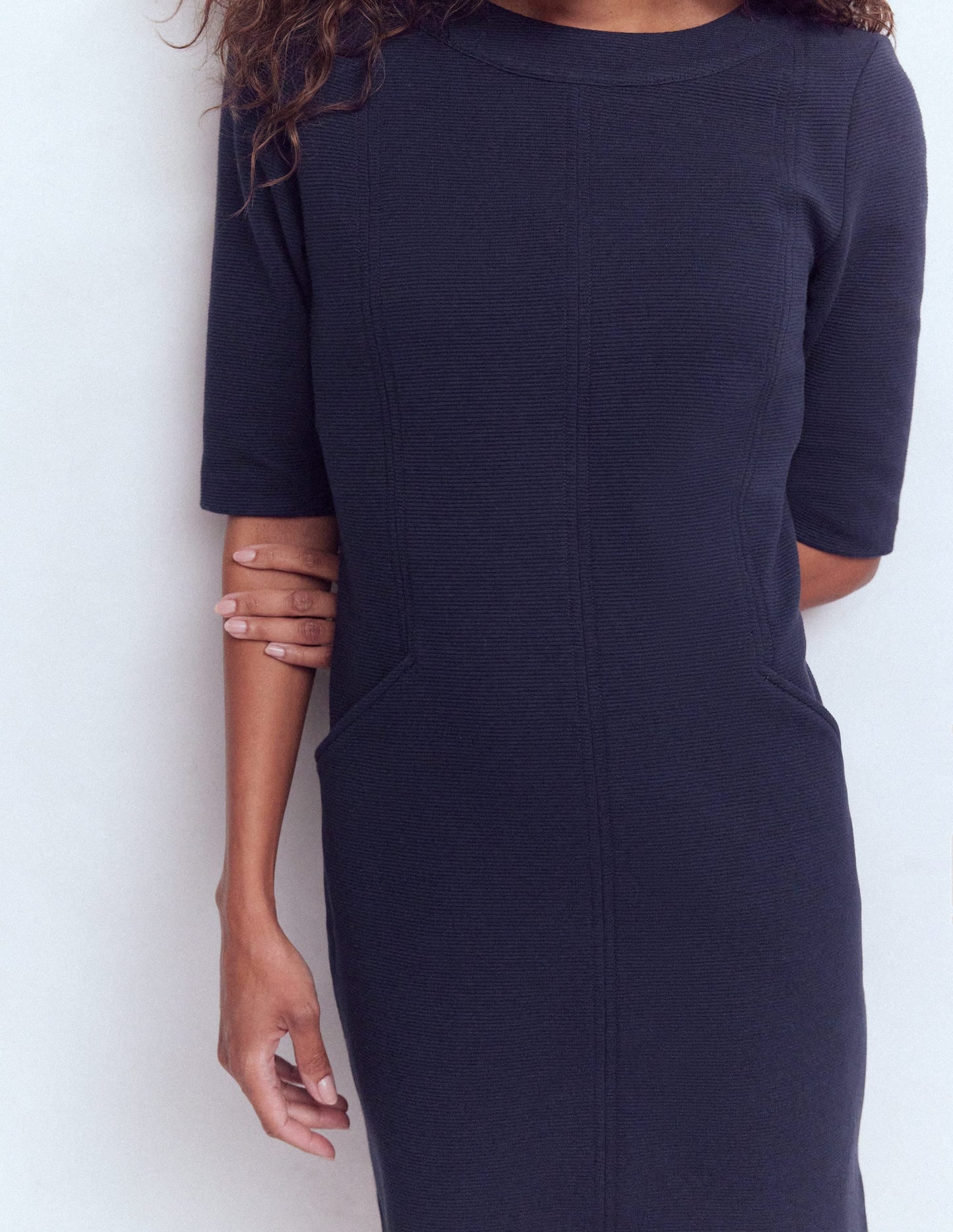Nessa Ottoman Shift Dress-Navy