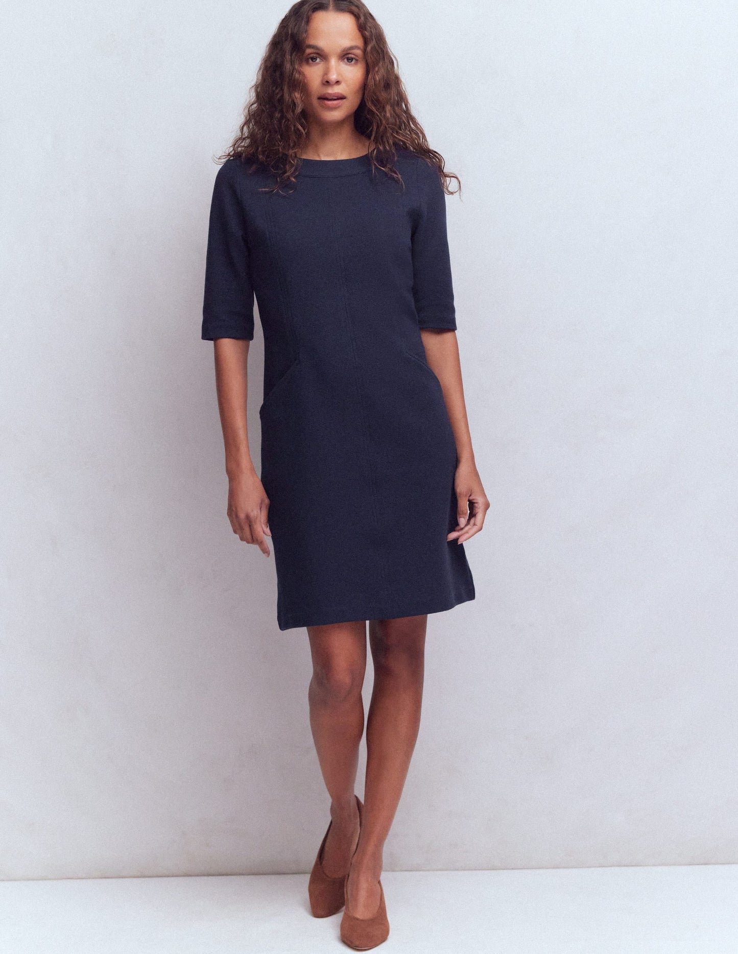 Nessa Ottoman Shift Dress-Navy