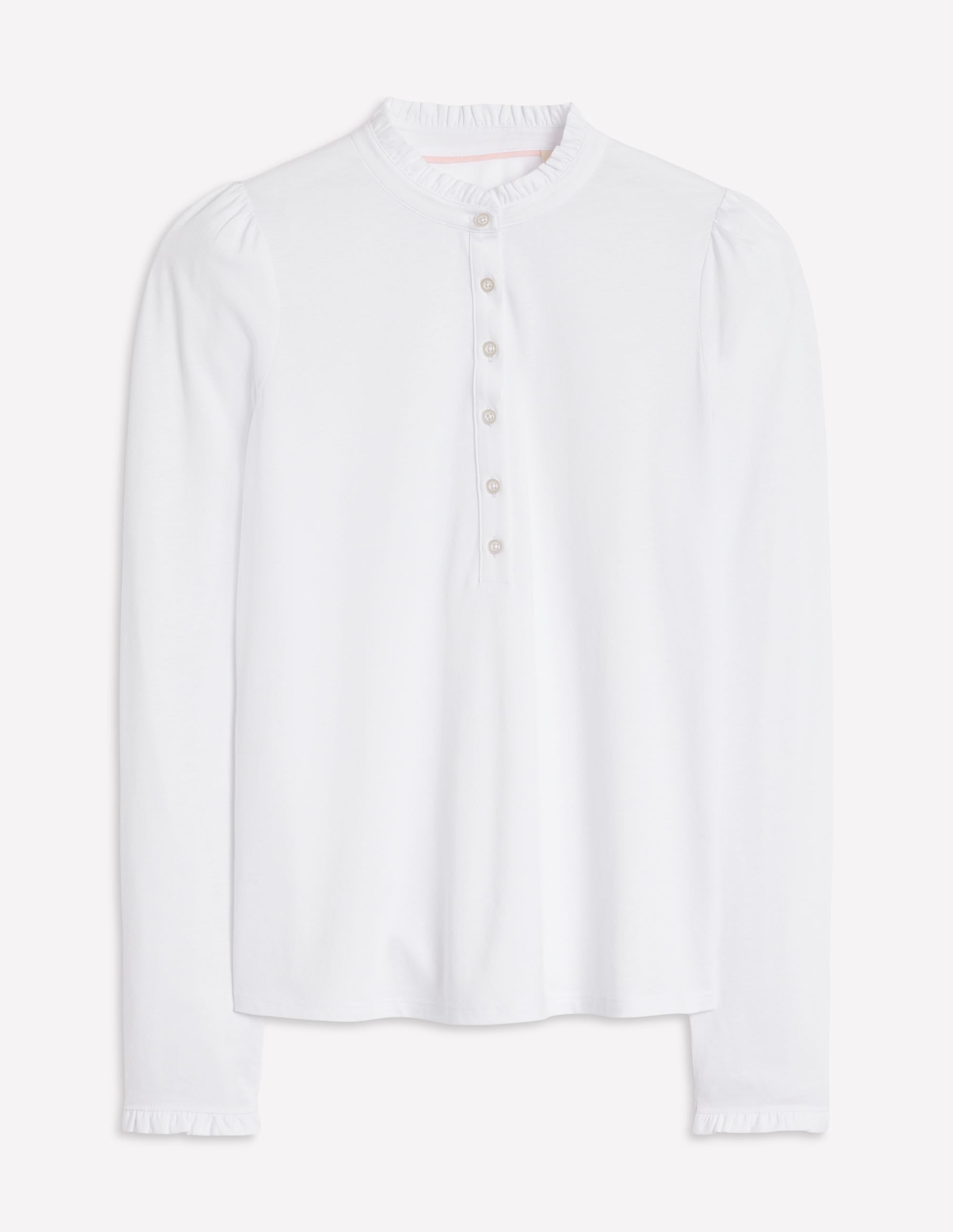 Supersoft Frill Henley Top-White