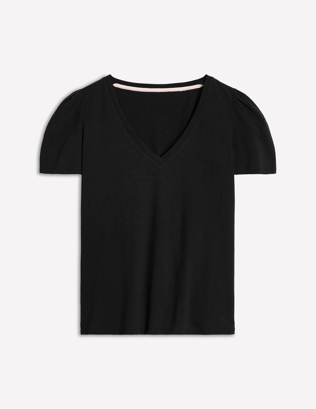 Sophie V-neck Slub T-shirt-Black