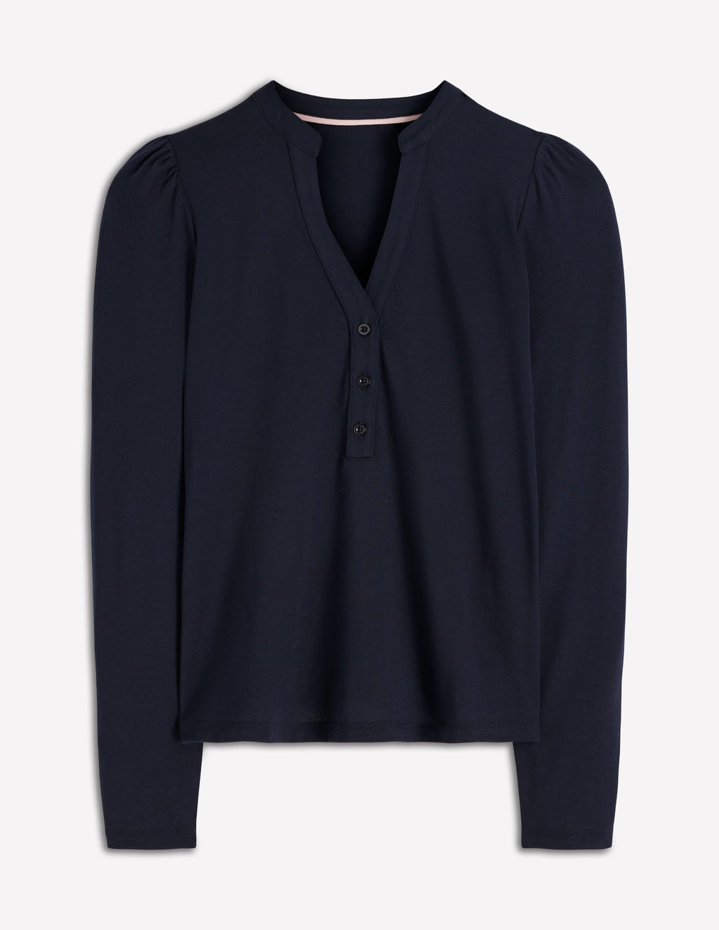 Supersoft Open Neck Henley-Navy