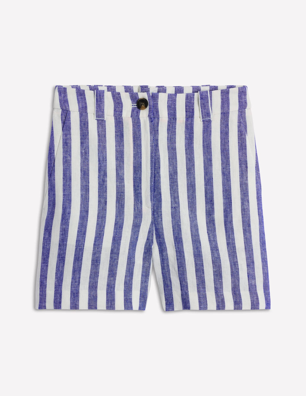 Westbourne Linen Shorts-Bright Blue Stripe