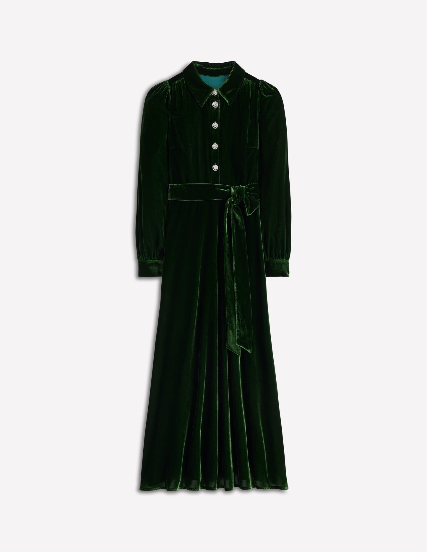 Vivienne Velvet Midi Dress-Green Fir