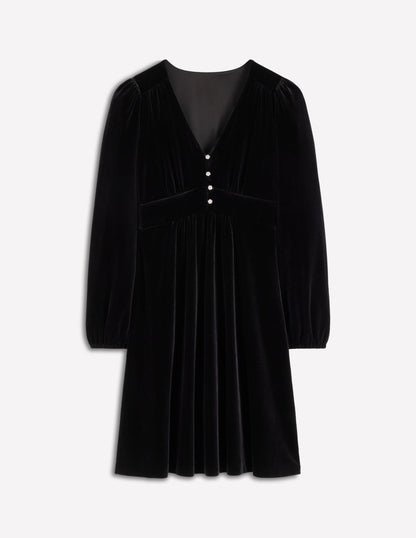 Jocelyn Short Velvet Dress-Black