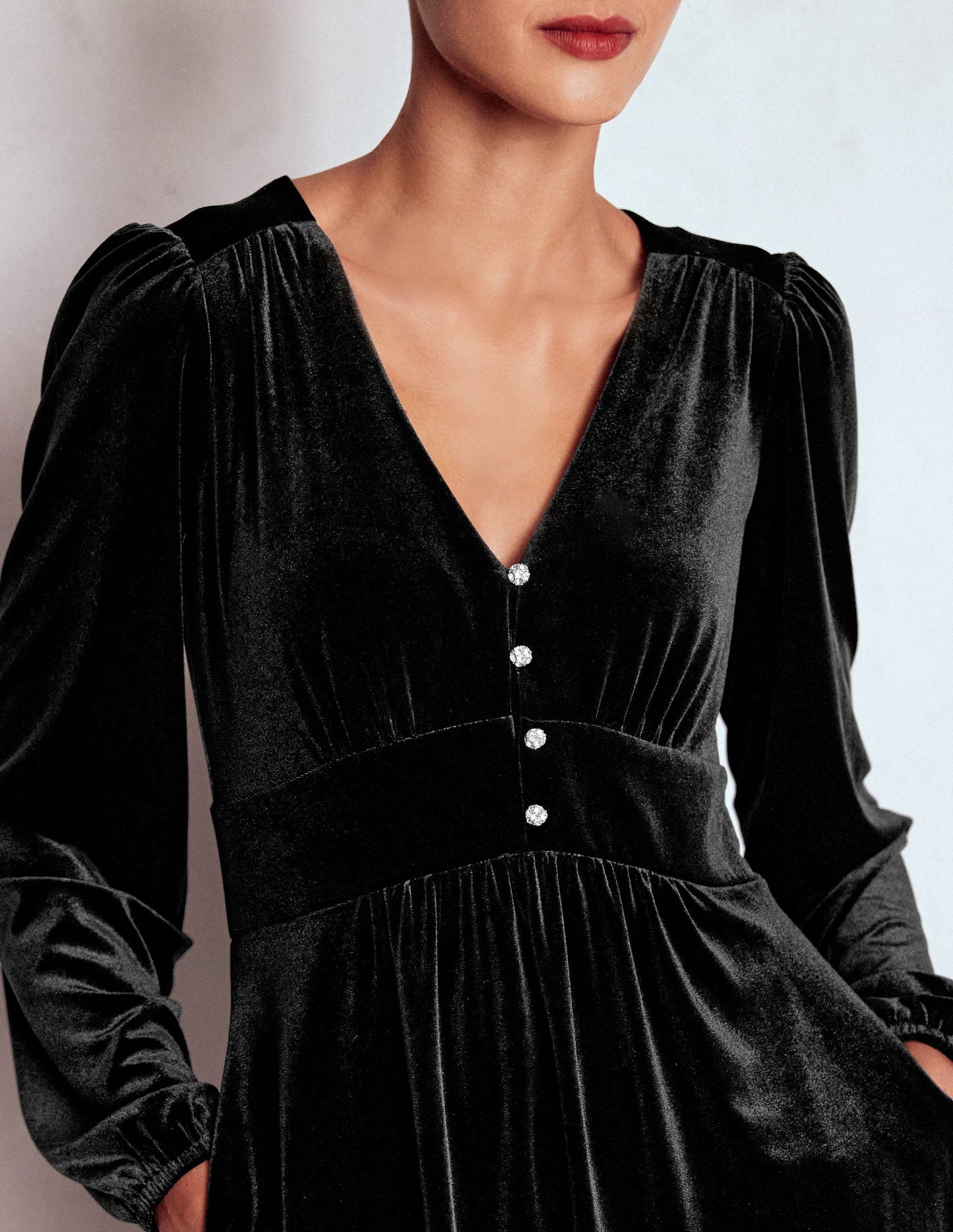 Jocelyn Short Velvet Dress-Black