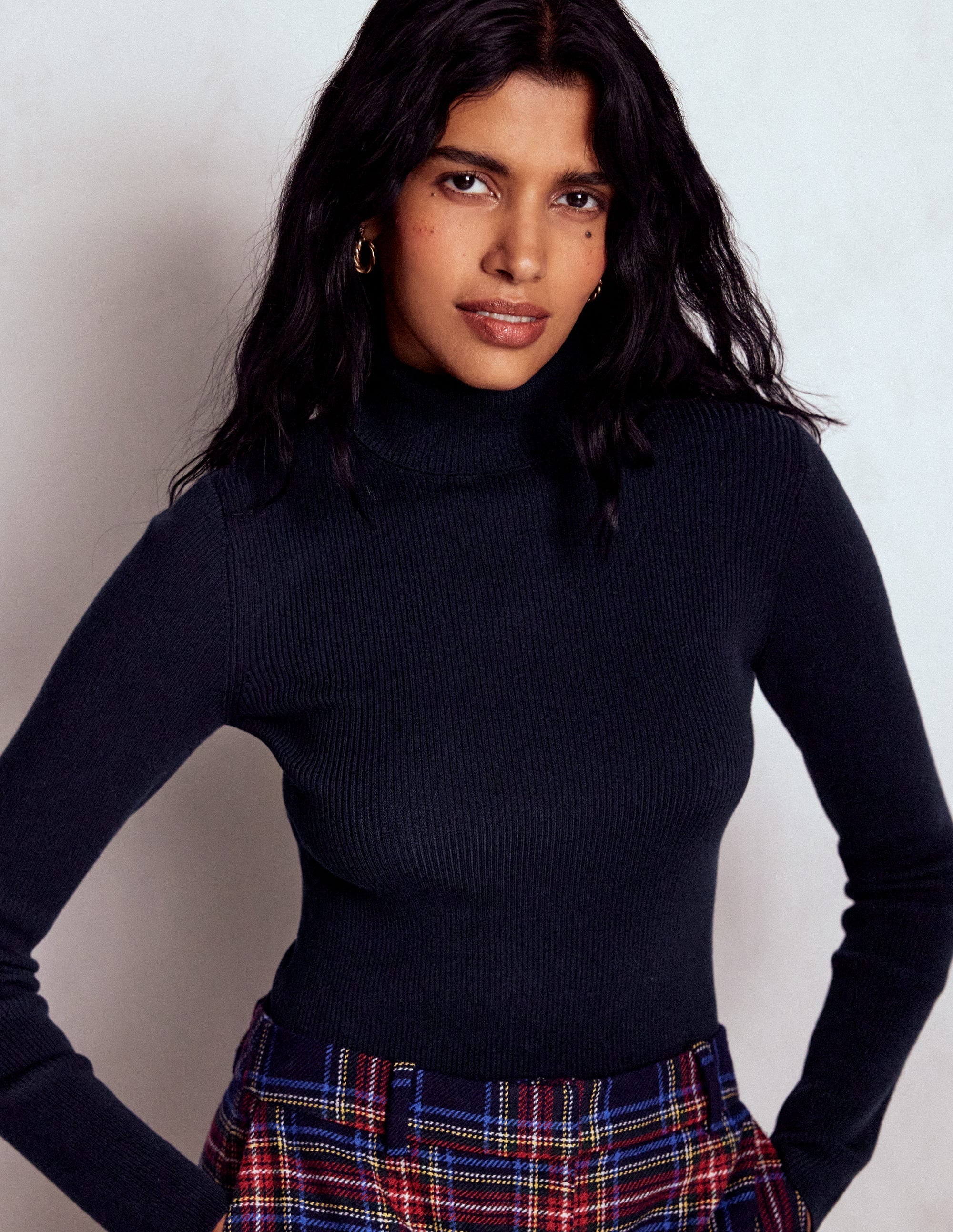 Emilia Roll Neck Sweater-Navy
