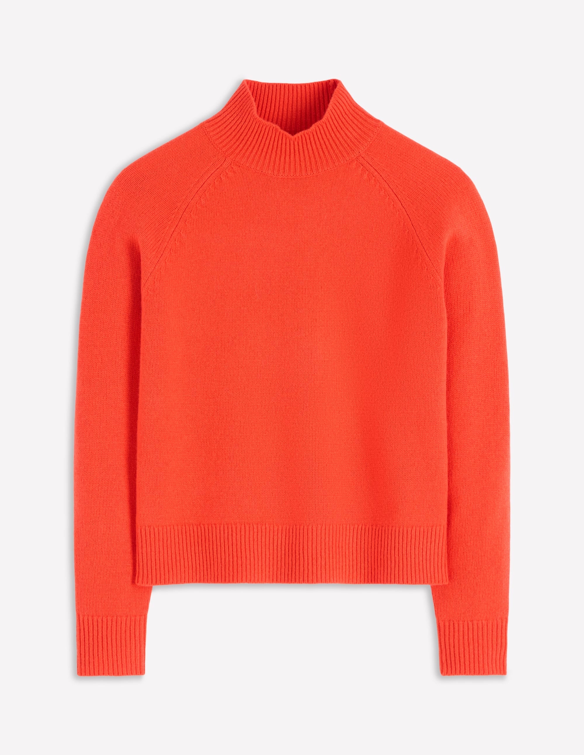 Marion Merino Rib Neck Sweater-Gladioli Orange