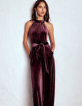 Jersey Halter Jumpsuit-Dark Cherry