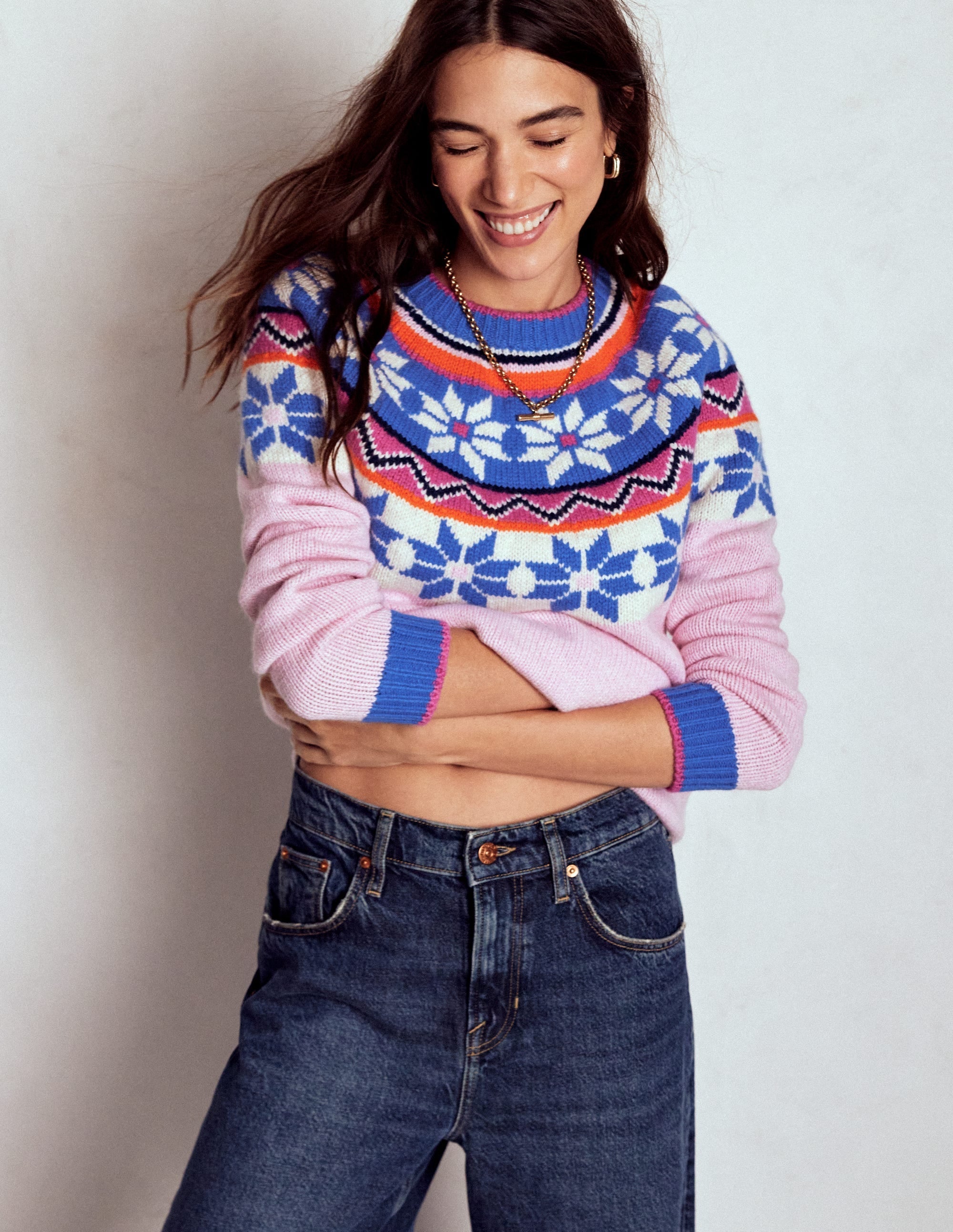 Eleanor Fair Isle Sweater-Meadowsweet Pink