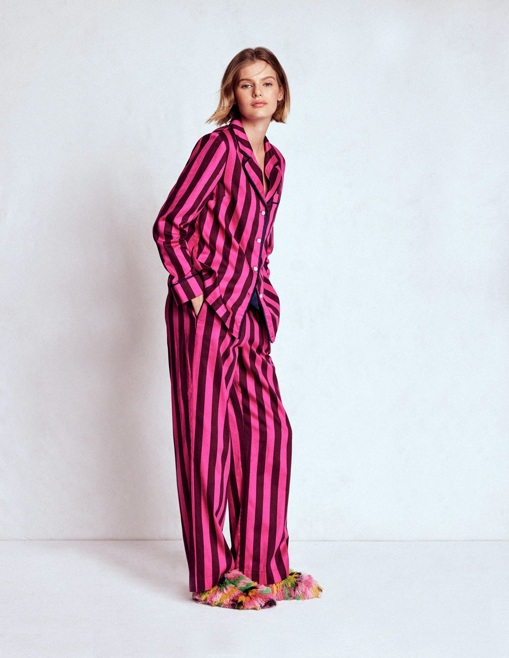Cotton Pajama Pants-Pink Stripe