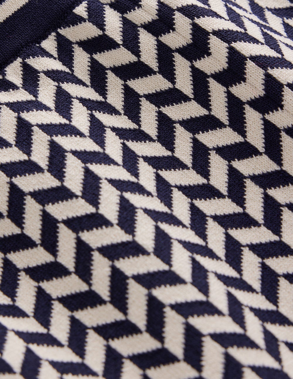 Jacquard Knitted Trousers-Geo Navy and Ivory Jacquard