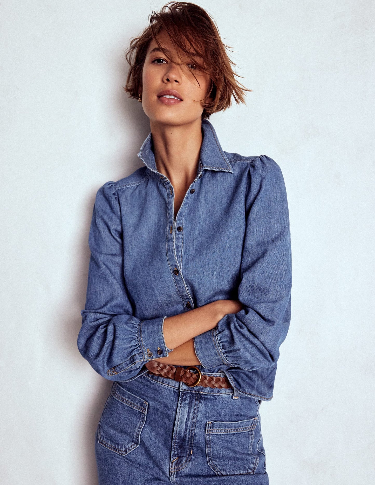 Cara Denim Shirt-Mid Vintage