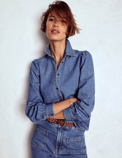 Cara Denim Shirt-Mid Vintage