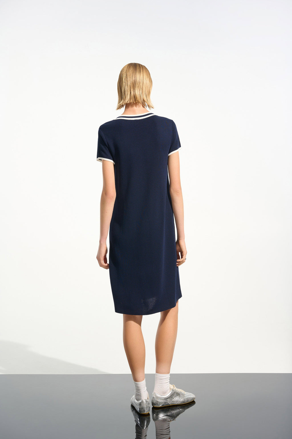 Joseph Ribkoff Viscose Knit A-Line Dress With Rib Trim