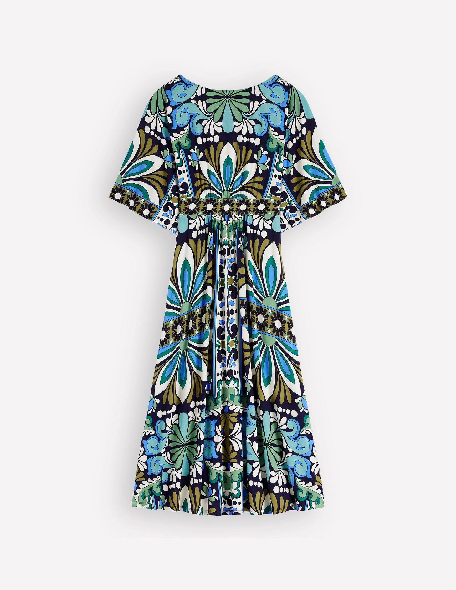 Imelda Kimono Jersey Dress-Navy, Bloom Tapestry