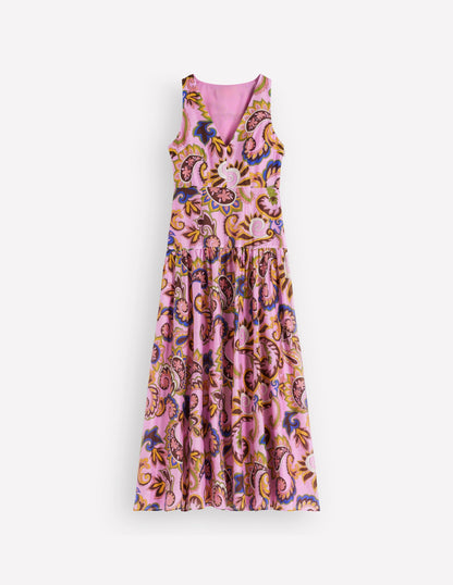 Drop Waist Sleeveless Dress-Multi Paisley Frenzy