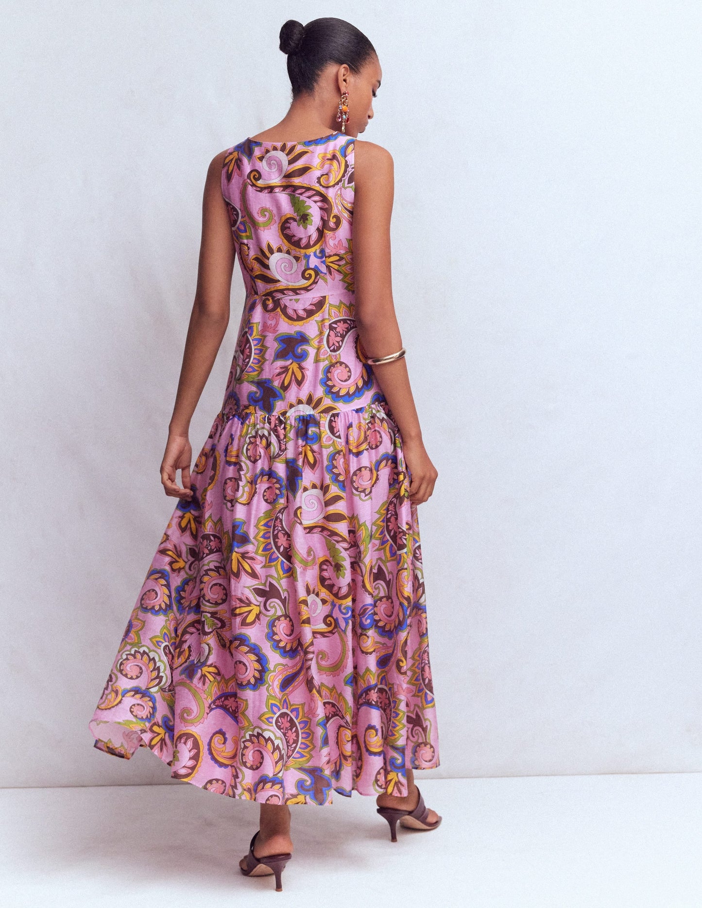 Drop Waist Sleeveless Dress-Multi Paisley Frenzy
