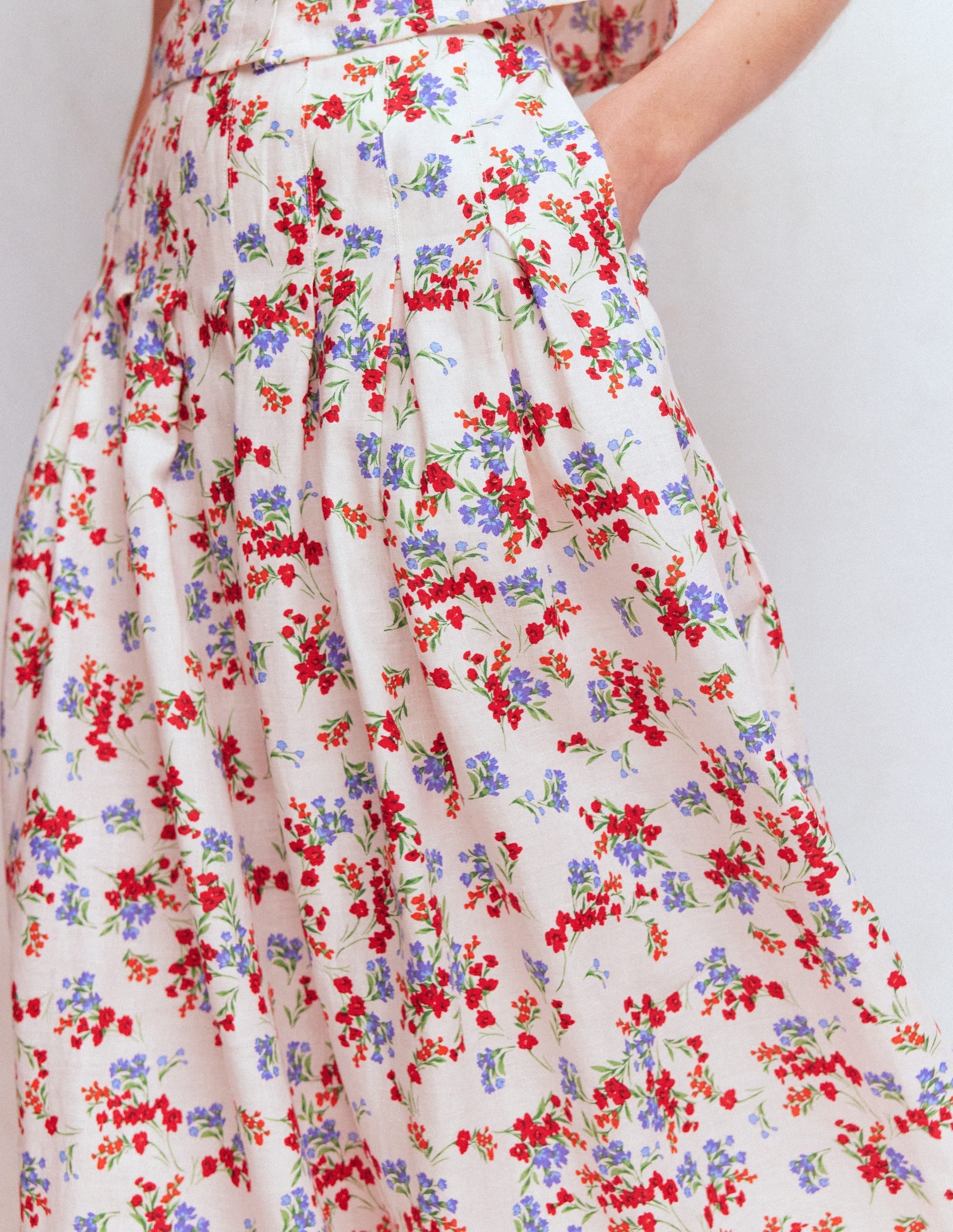 Valentina Linen Skirt-Ivory, Bloom Scatter